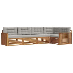 vidaXL Ensemble de canapés d'extérieur 5 Pièces Gris Naturel et Clair