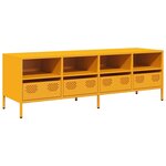 vidaXL Meuble TV jaune moutarde 135x39x43 5 cm acier laminé à froid