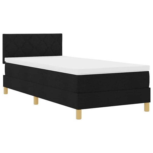 vidaXL Lit à ressorts avec matelas Noir 90 x 200 cm tissu