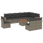 vidaXL Salon de jardin 11 Pièces avec coussins gris résine tressée