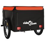 vidaXL Remorque de vélo noir et orange 45 kg fer