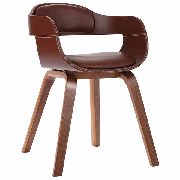 vidaXL Chaise à manger Marron Bois courbé et similicuir