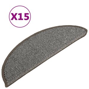 vidaXL Tapis d'escalier 15 pièces 56 x 17 x 3 cm Gris Demi-rond