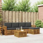 vidaXL Ensemble de canapés d'extérieur 6 Pièces Naturel et Anthracite