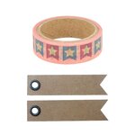 Masking tape 5 m x 1 5 cm + 20 étiquettes kraft Fanions