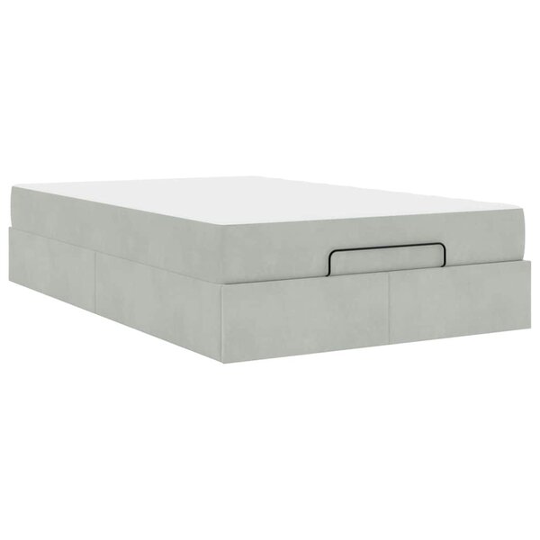 vidaXL Cadre de lit avec matelas Gris clair 120 x 190 cm Velours