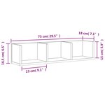 vidaXL Armoires murales 2 Pièces blanc 75x18x16 5 cm bois d'ingénierie