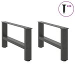 vidaXL Pieds de table basse Anthracite 2 pièces 70 x (30-31) cm Acier