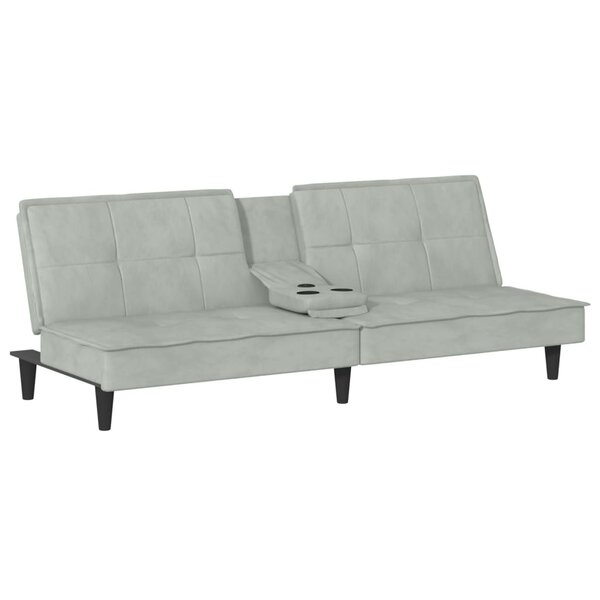 vidaXL Canapé-lit avec porte-gobelets gris clair velours