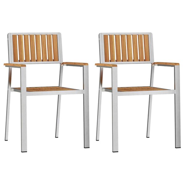 vidaXL Chaise de jardin 2 Pièces Marron Bois de teck massif