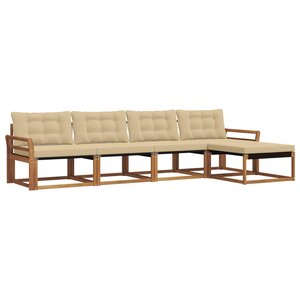 vidaXL Ensemble de canapés d'extérieur 5 Pièces Naturel et Beige