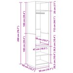 vidaXL Armoire chêne artisanal 50 x 50 x 200 cm Bois d'ingénierie