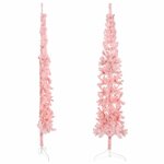 vidaXL Demi sapin de Noël artificiel mince avec support Rose 240 cm