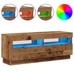 vidaXL Meuble TV avec lumières LED vieux bois bois d'ingénierie