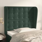 vidaXL Tête de lit avec oreilles Vert foncé 103x23x118/128 cm Velours