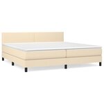 vidaXL Sommier à lattes de lit avec matelas Crème 200x200 cm Tissu