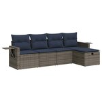 vidaXL Salon de jardin 5 Pièces avec coussins gris résine tressée