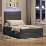 vidaXL Lit de rangement LED avec matelas Gris foncé 120 x 190 cm Tissu