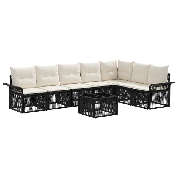 vidaXL Ensemble de canapé de jardin 8 Pièces Noir polyrotin