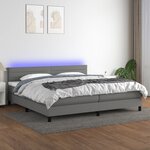 vidaXL Sommier à lattes de lit et matelas et LED Gris foncé 200x200 cm