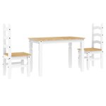 vidaXL Ensemble à manger Panama 3 Pièces blanc bois de pin massif