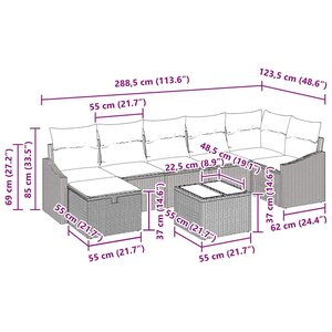 vidaXL Ensemble de Canapés avec coussin 8 Pièces polyrotin
