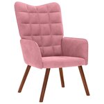 vidaXL Chaise de relaxation avec tabouret Rose Velours