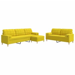 vidaXL Ensemble de canapés 3 Pièces repose-pied et coussins décoratifs