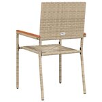 Chaises de jardin empilables vidaXL avec coussins - 2 Pièces - Beige en Poly Rattan