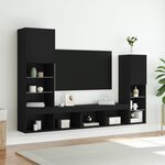 vidaXL Unités murales TV avec LED 4 Pièces noir bois d'ingénierie