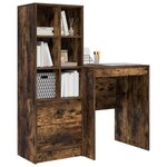 vidaXL Bureau avec tiroir avec étagère avec stockage 2 Pièces Chêne fumé
