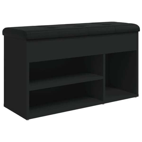 vidaXL Banc à chaussures noir 82x32x45 5 cm bois d'ingénierie