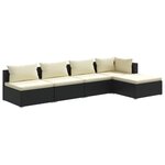vidaXL Salon de jardin 5 Pièces avec coussins Résine tressée Noir