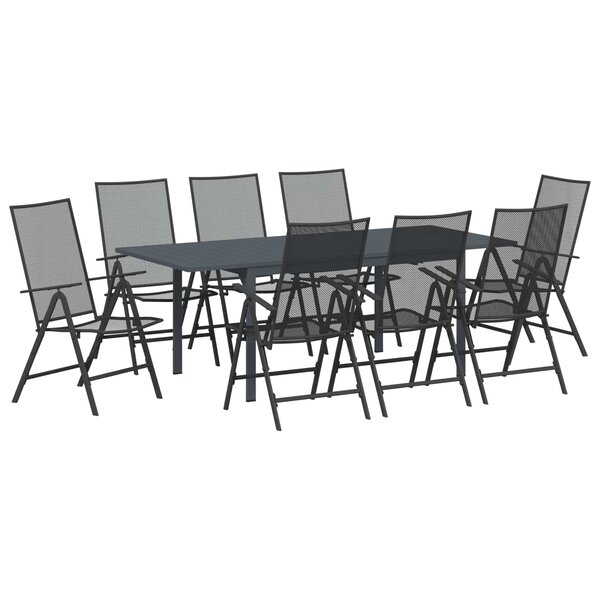 vidaXL Ensemble de salle à manger pour jardin 9 pc Anthracite Acier