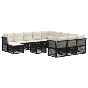 vidaXL Ensemble de canapé de jardin 13 pc Noir polyrotin