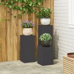 vidaXL Supports de Plantes d'Extérieur Pillar 3 Pièces Acier Noir