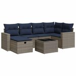 vidaXL Salon de jardin avec coussins 7 Pièces gris résine tressée