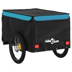 vidaXL Remorque de vélo noir et bleu 30 kg fer