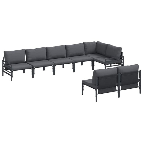 vidaXL Ensemble de canapé de jardin 8 Pièces Anthracite Acier