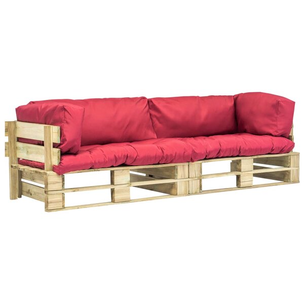 vidaXL Canapés de jardin palette 2 Pièces avec coussins rouge Bois de pin