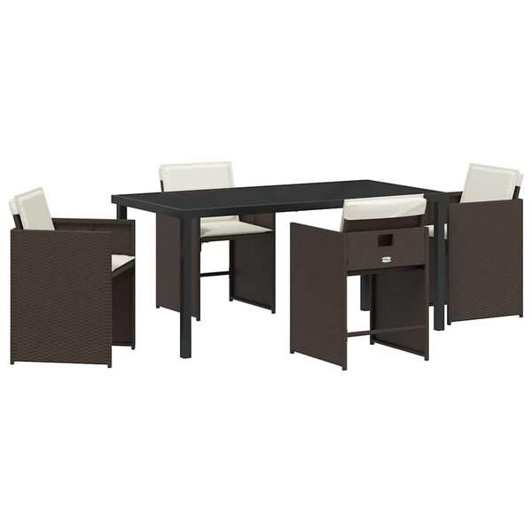 vidaXL Ensemble de salle à manger pour jardin 5 Pièces Marron polyrotin