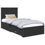vidaXL Cadre de lit Noir et argent 75 x 190 cm Bois d'ingénierie