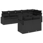 vidaXL Ensemble de canapé de jardin 9 Pièces Noir 100 x 55 x 73 cm