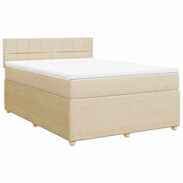 vidaXL Sommier à lattes de lit avec matelas Crème 140x200 cm Tissu
