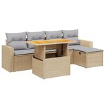 vidaXL Salon de jardin avec coussins 6 Pièces beige résine tressée