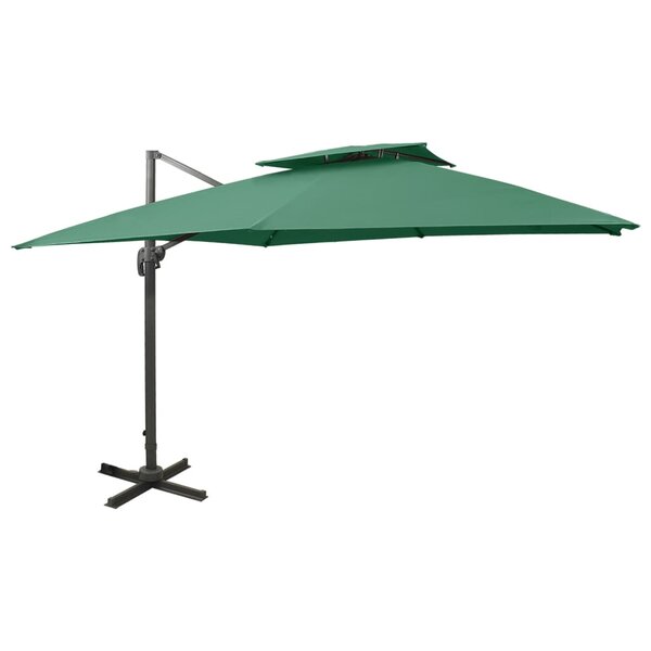 vidaXL Parasol déporté avec double toit 300x300 cm vert