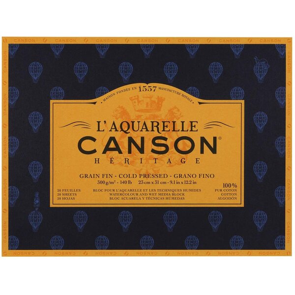 Bloc 20 Feuilles COL 4 COTES HERITAGE 23x31 300G GRAIN FIN CANSON