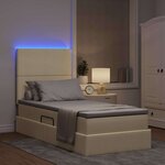 vidaXL Lit avec rangement et LED avec LED Crème 100 x 200 cm Polyester