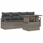 vidaXL Ensemble de canapé de jardin 5 Pièces Gris Poly rotin