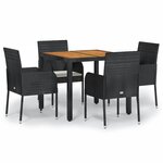 vidaXL Ensemble à manger de jardin coussins 5Pièces Noir Résine tressée